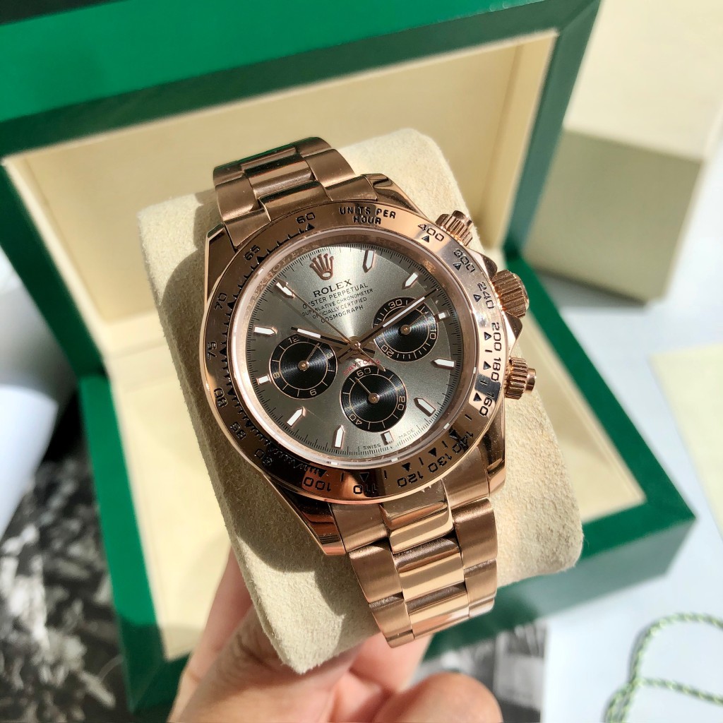 Rolex Daytona Chronograph Luxury Watch, 40mm 18K Rose Gold Case, Caliber 4130 Movement, 18K Rose Gold Oyster Bracelet