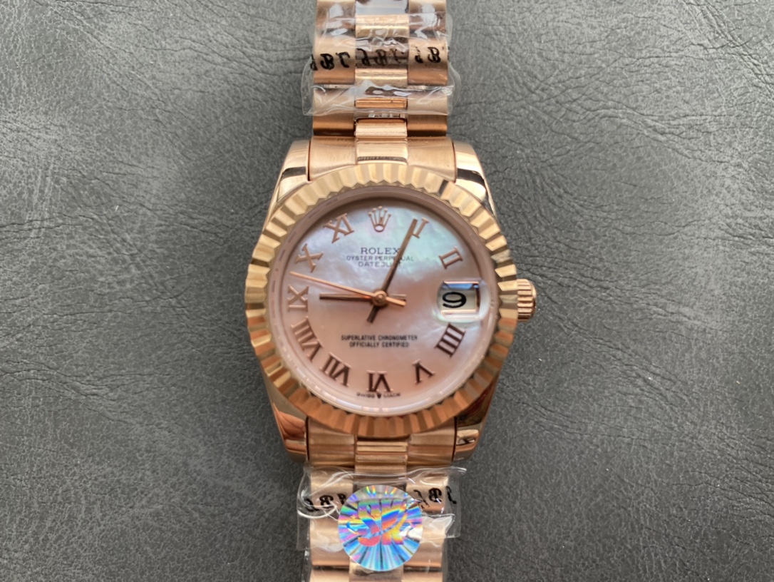 Rolex Datejust Luxury Watch, 31mm 18K Rose Gold Case, Calibre 2235 Movement, 18K Rose Gold Jubilee Bracelet with Fluted Bezel