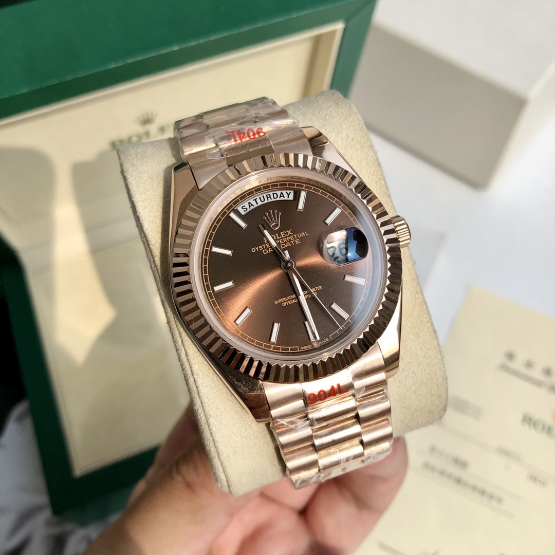 Rolex Oyster Perpetual Day - Date Luxury Watch, 41mm Rose Gold Case, Self - Winding Movement, Rose Gold Oyster Bracelet