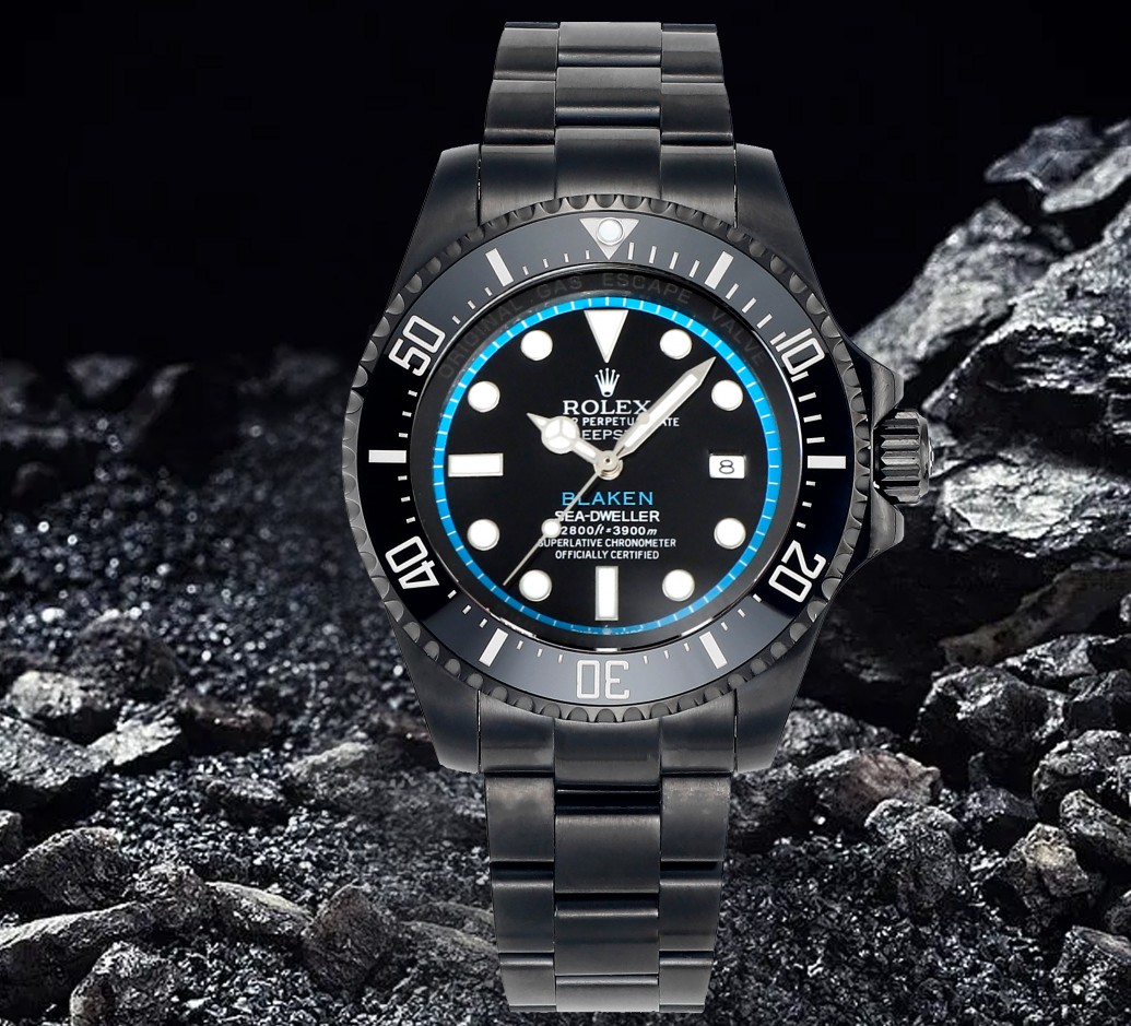Rolex Blaken Deepsea Luxury Dive Watch, 44mm Black - Coated Stainless Steel Case, Calibre 3235 Automatic Movement, Black - Coated Stainless Steel Strap