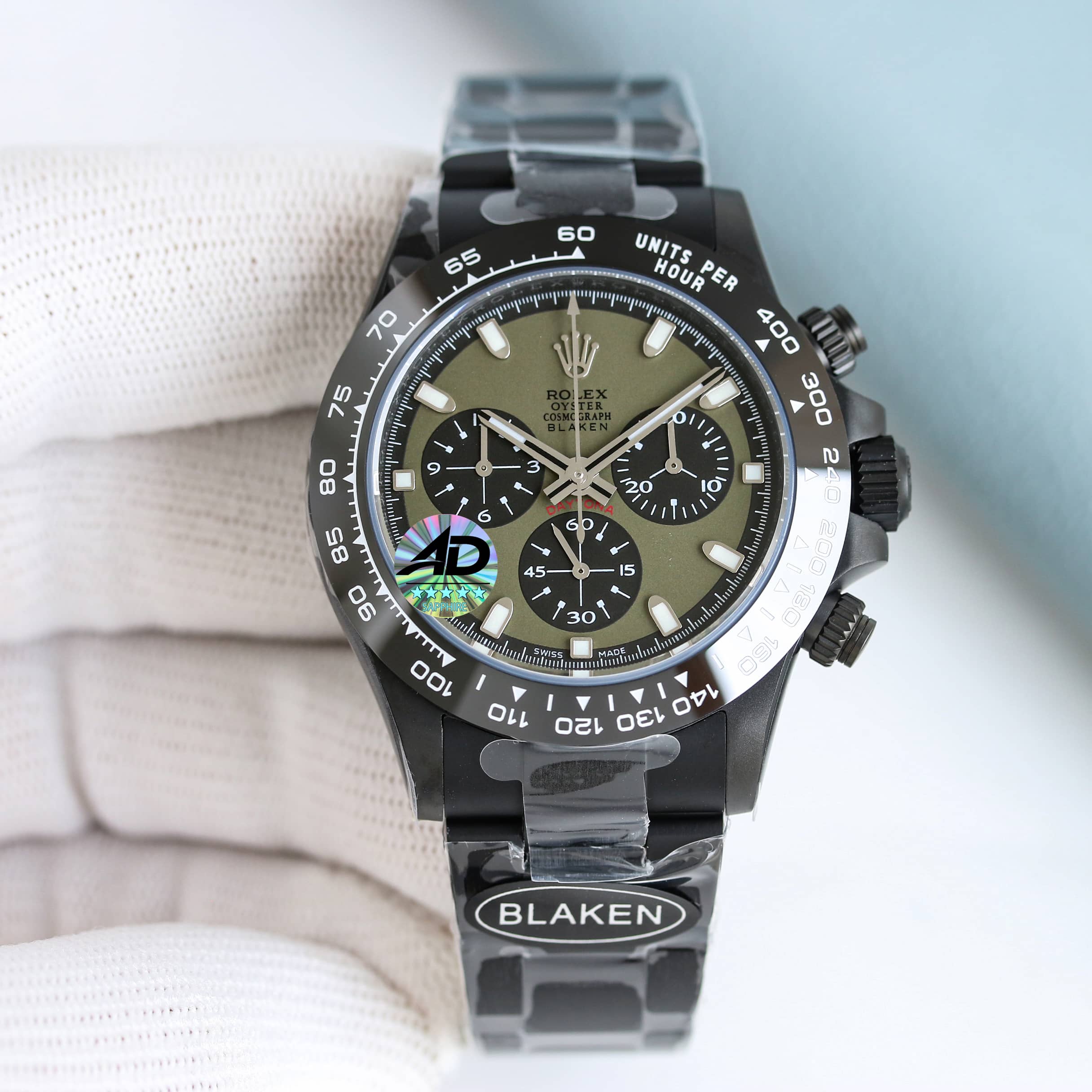 Blaken Customized Rolex Daytona Luxury Watch, 40mm Black - Coated Case, Caliber 4130 Automatic Movement, Black - Coated Metal Strap