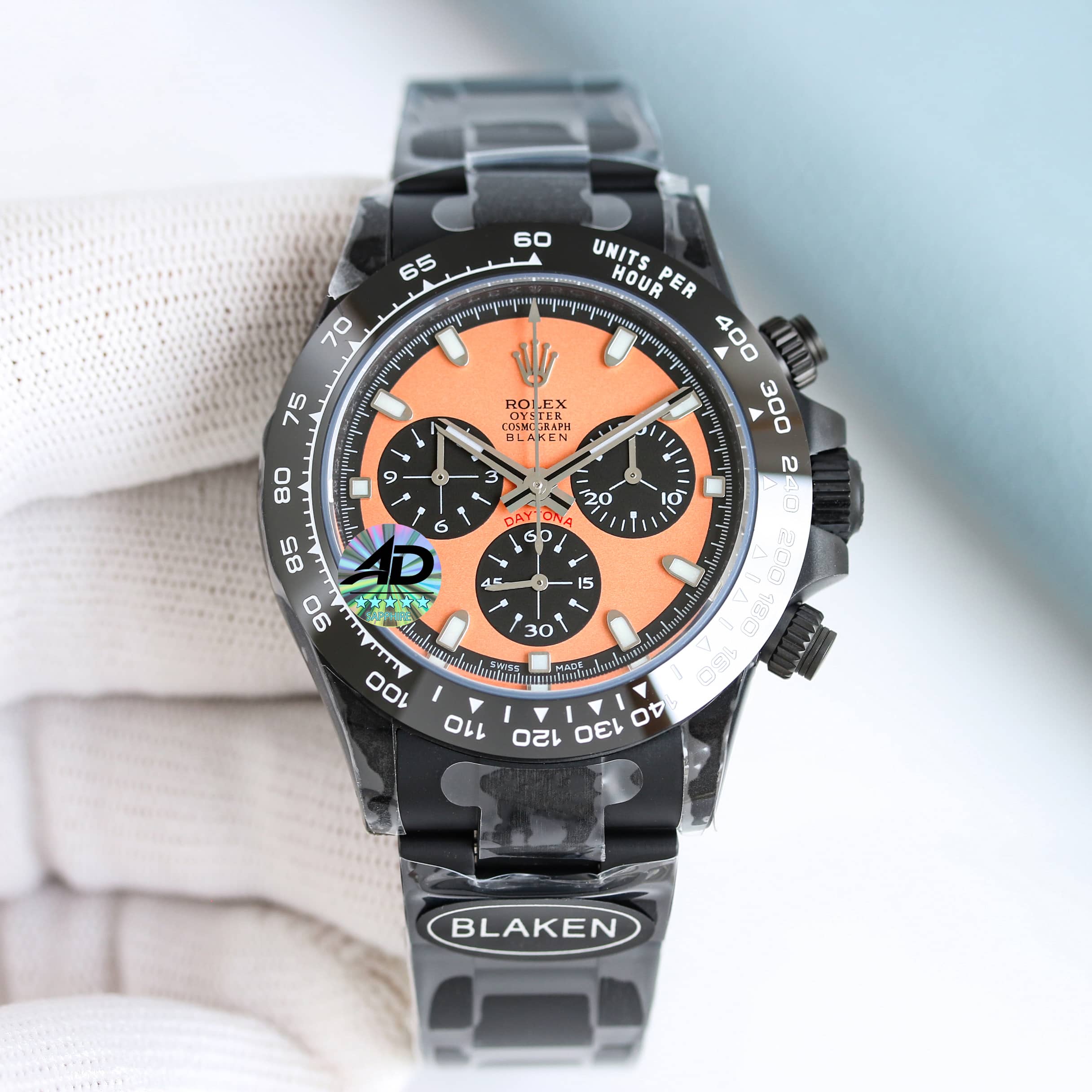 Blaken Customized Rolex Daytona Luxury Watch, 40mm Black - Coated Case, Caliber 4130 Automatic Movement, Black - Coated Metal Strap