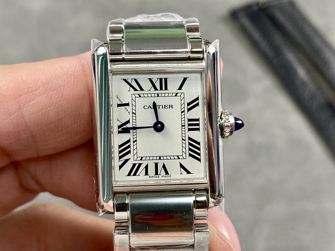 Cartier Tank Women's Watch, Square Stainless Steel Case (Approx. 22×30mm), Quartz Movement, Stainless Steel Bracelet