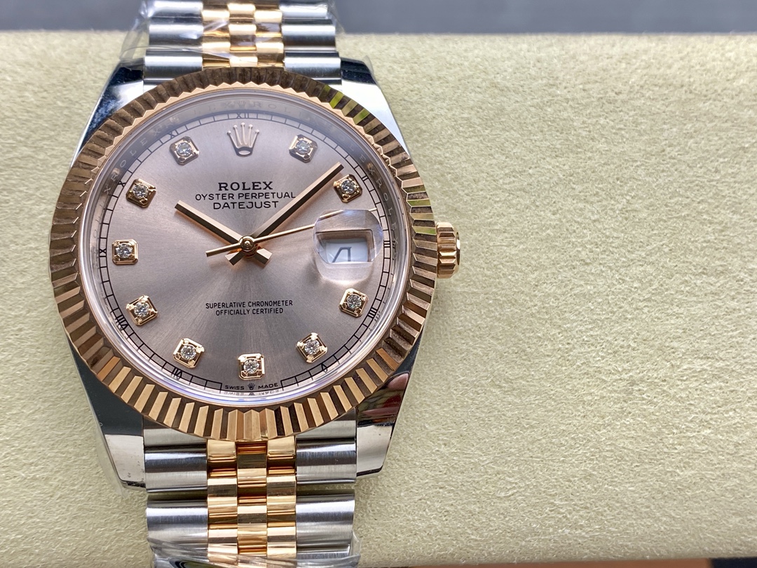Rolex Oyster Perpetual Datejust 41mm Stainless Steel & 18K Rose Gold Automatic Watch (Caliber 3235)