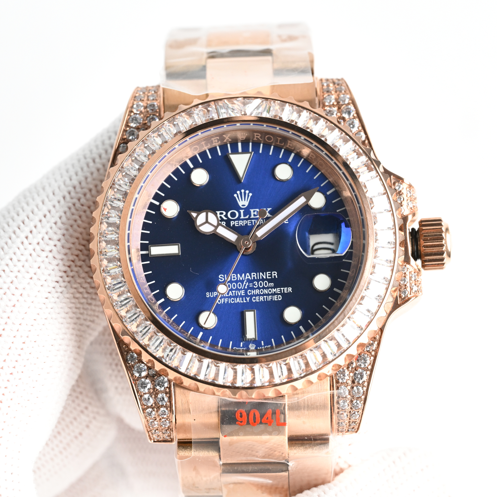 Rolex Submariner Date ~40mm 18K Rose Gold & Diamond-Set Automatic Watch (Caliber 3235)