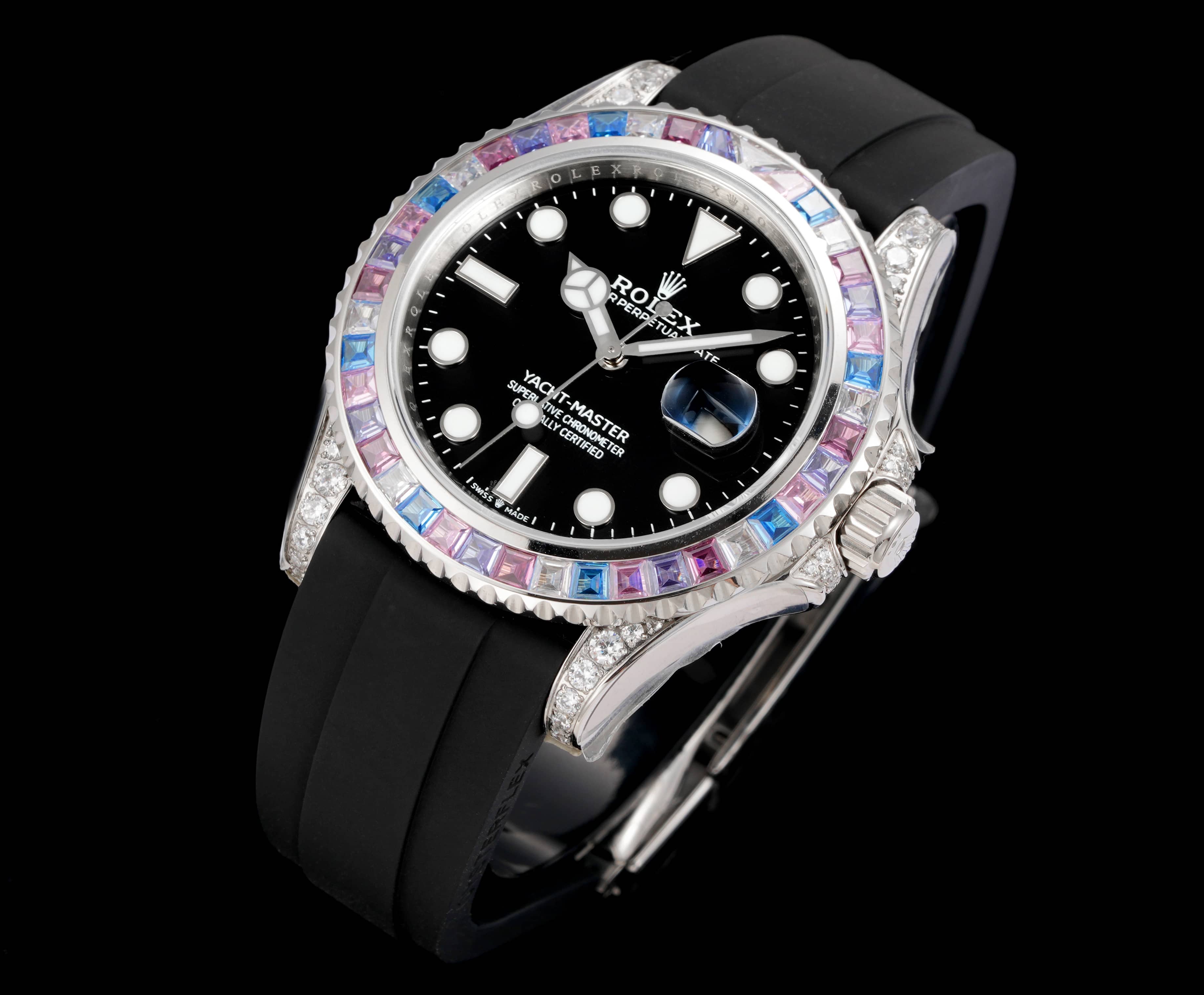 Rolex Yacht-Master ~40mm 18K White Gold Colored Gem-Set Automatic Watch (Caliber 3235)