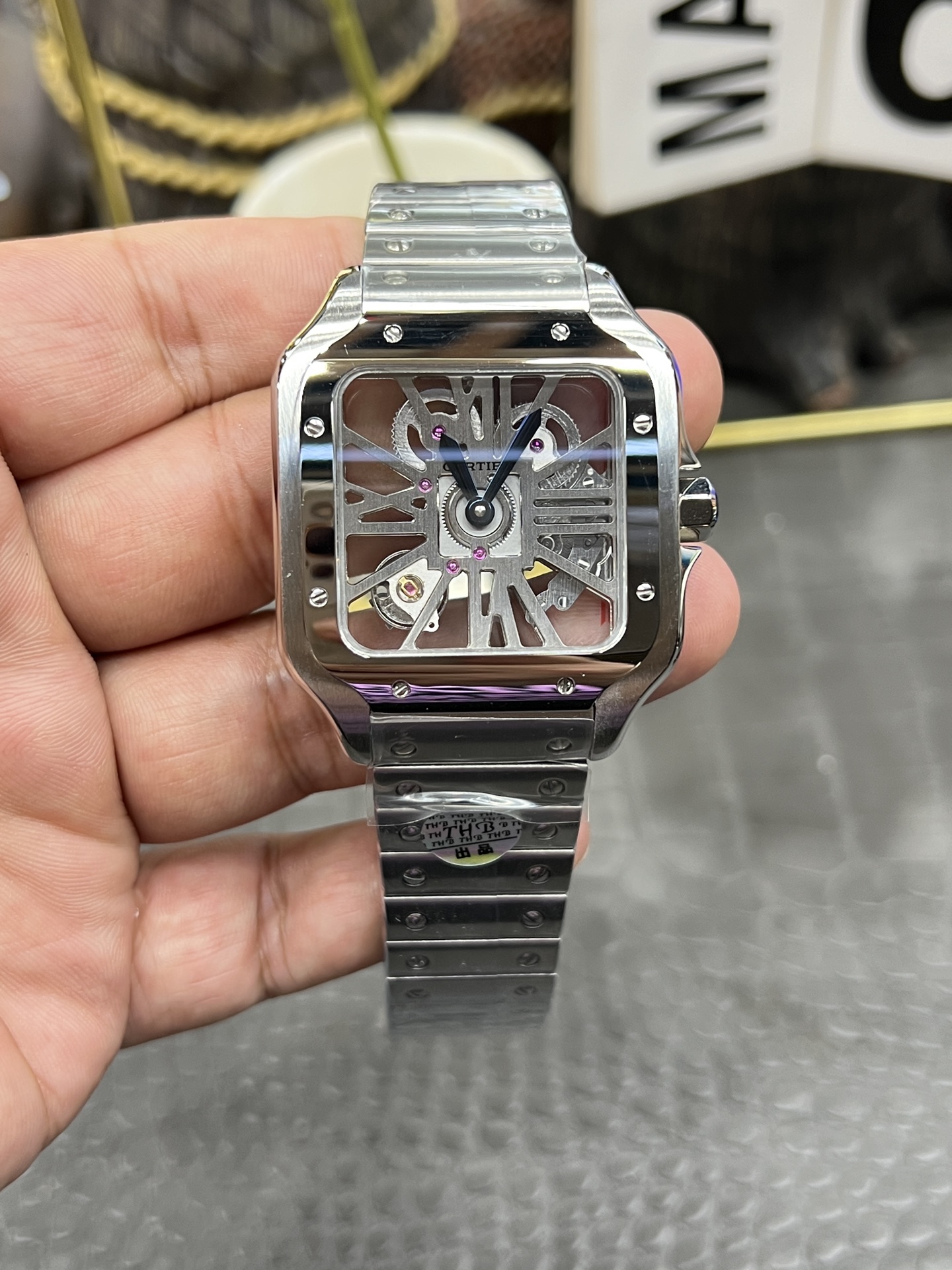 Cartier Santos ~39mm Stainless Steel Automatic Skeleton Watch (Caliber 1847 MC)