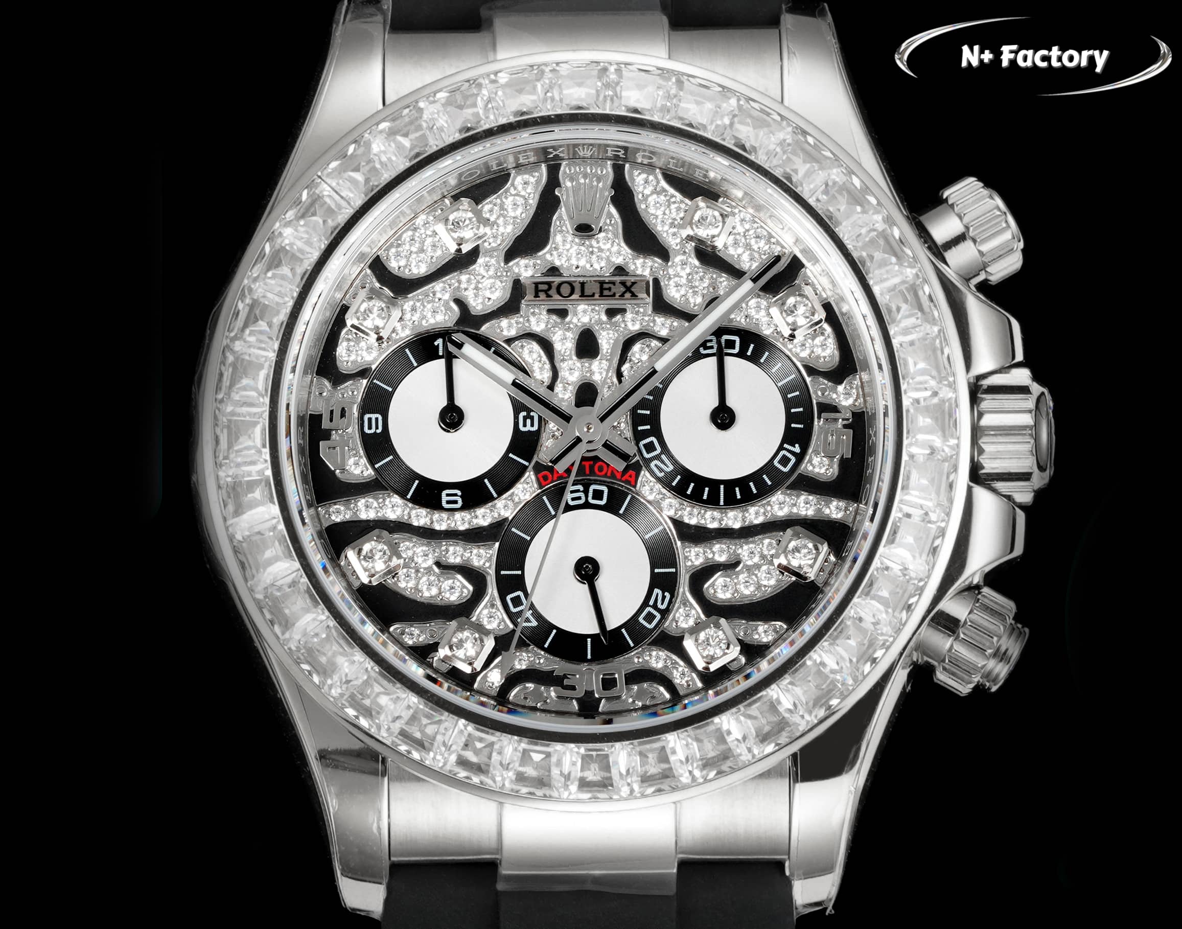 Rolex Cosmograph Daytona ~40mm 18K White Gold Diamond-Paved Automatic Chronograph Watch (Caliber 4130)