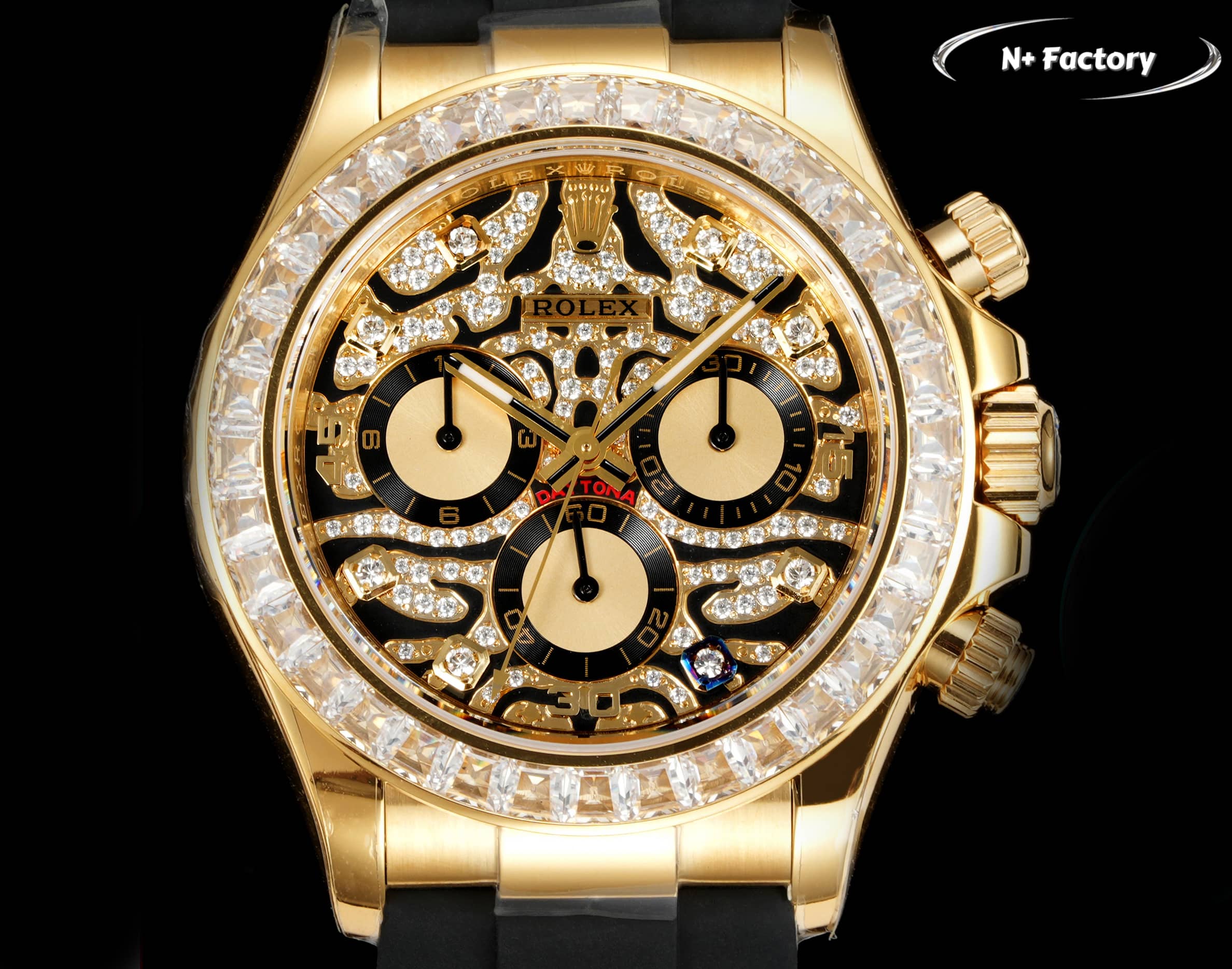 Rolex Cosmograph Daytona ~40mm 18K Yellow Gold Diamond-Set Automatic Chronograph Watch (Caliber 4130)
