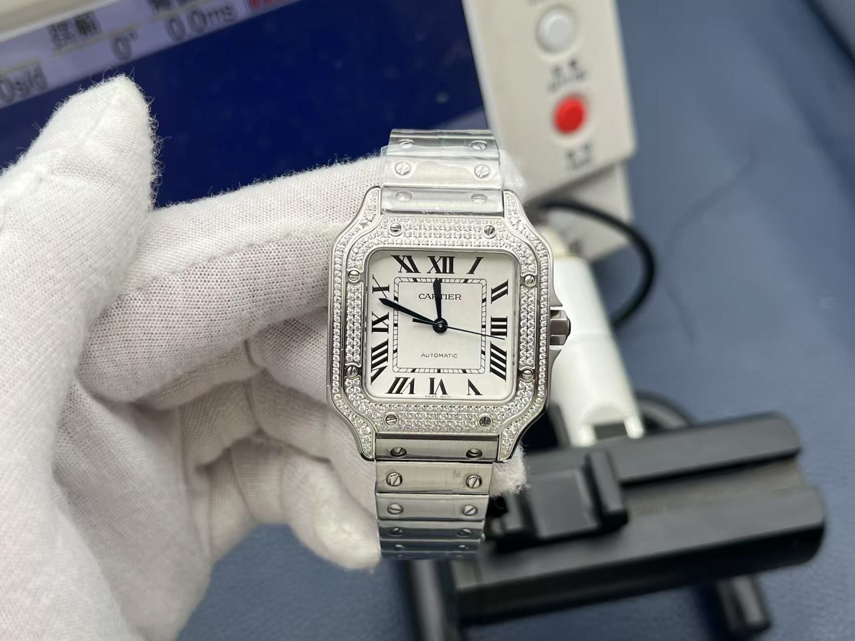 Cartier Santos Automatic Diamond - Set Watch (Cal.1847 MC)
