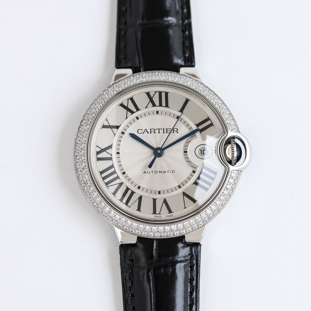 Cartier Ballon Bleu ~42mm Stainless Steel Diamond-Set Automatic Watch (Caliber 1847 MC)
