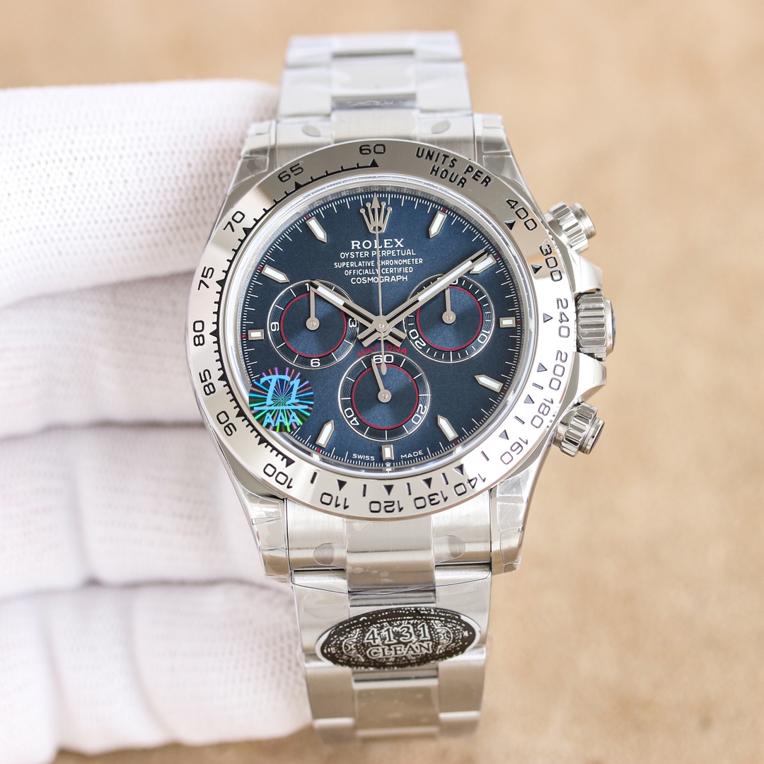 Rolex Cosmograph Daytona 40mm Watch with Blue Dial, Stainless Steel Case & Oyster Bracelet - Calibre 4131 Automatic Movement