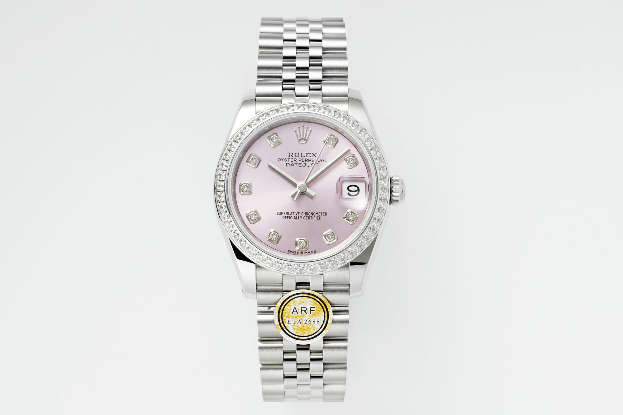 Rolex Datejust Pink Diamond - Set Dial & Bezel Stainless Steel Watch, 31mm, ETA 2688 Movement