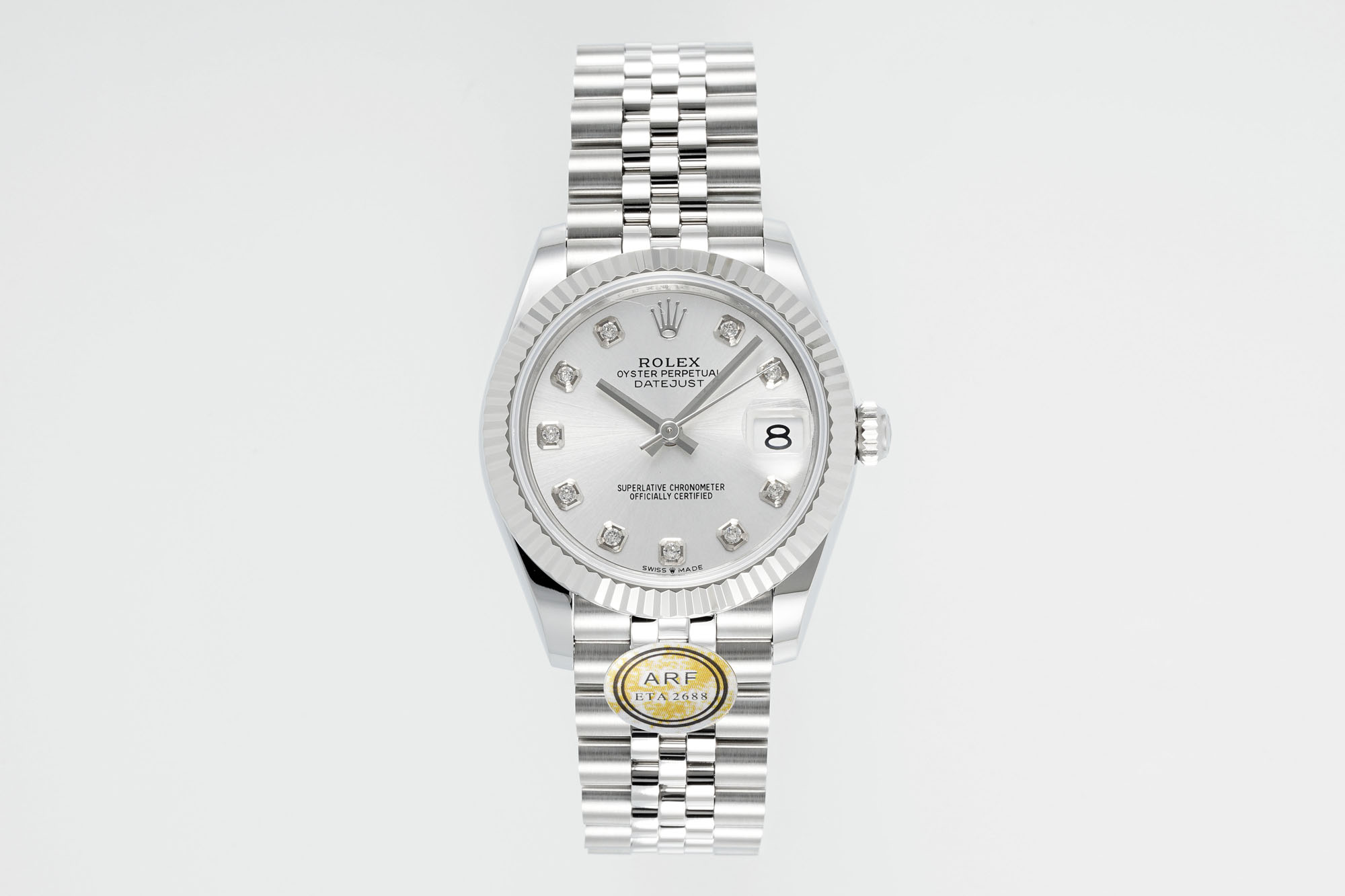 Rolex Datejust Silver Diamond - Set Dial Stainless Steel Watch, 31mm, ETA 2688 Movement