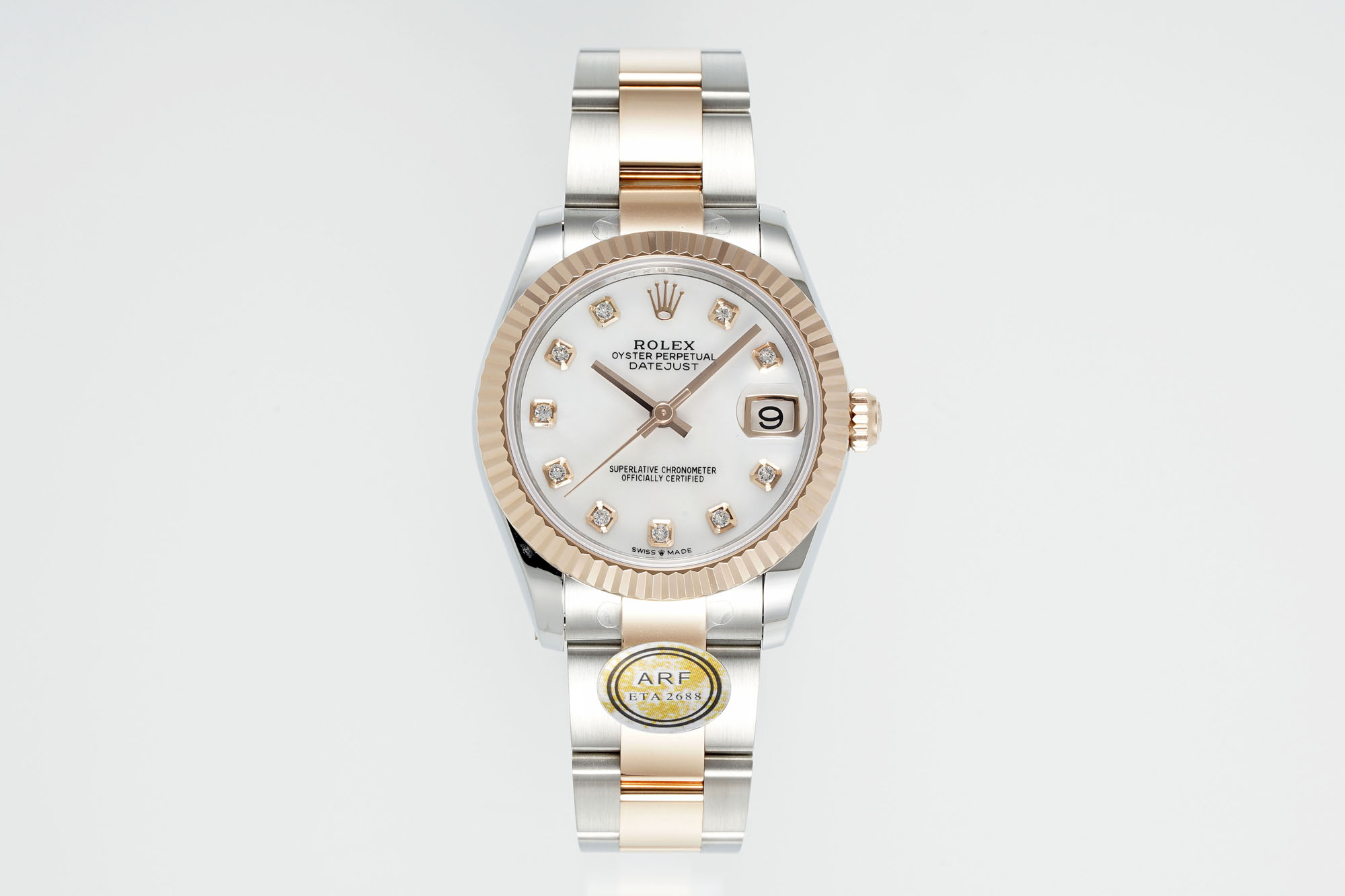 Rolex Datejust White Diamond - Set Dial Two - Tone (Stainless Steel & Rose Gold) Watch, 31mm, ETA 2688 Movement