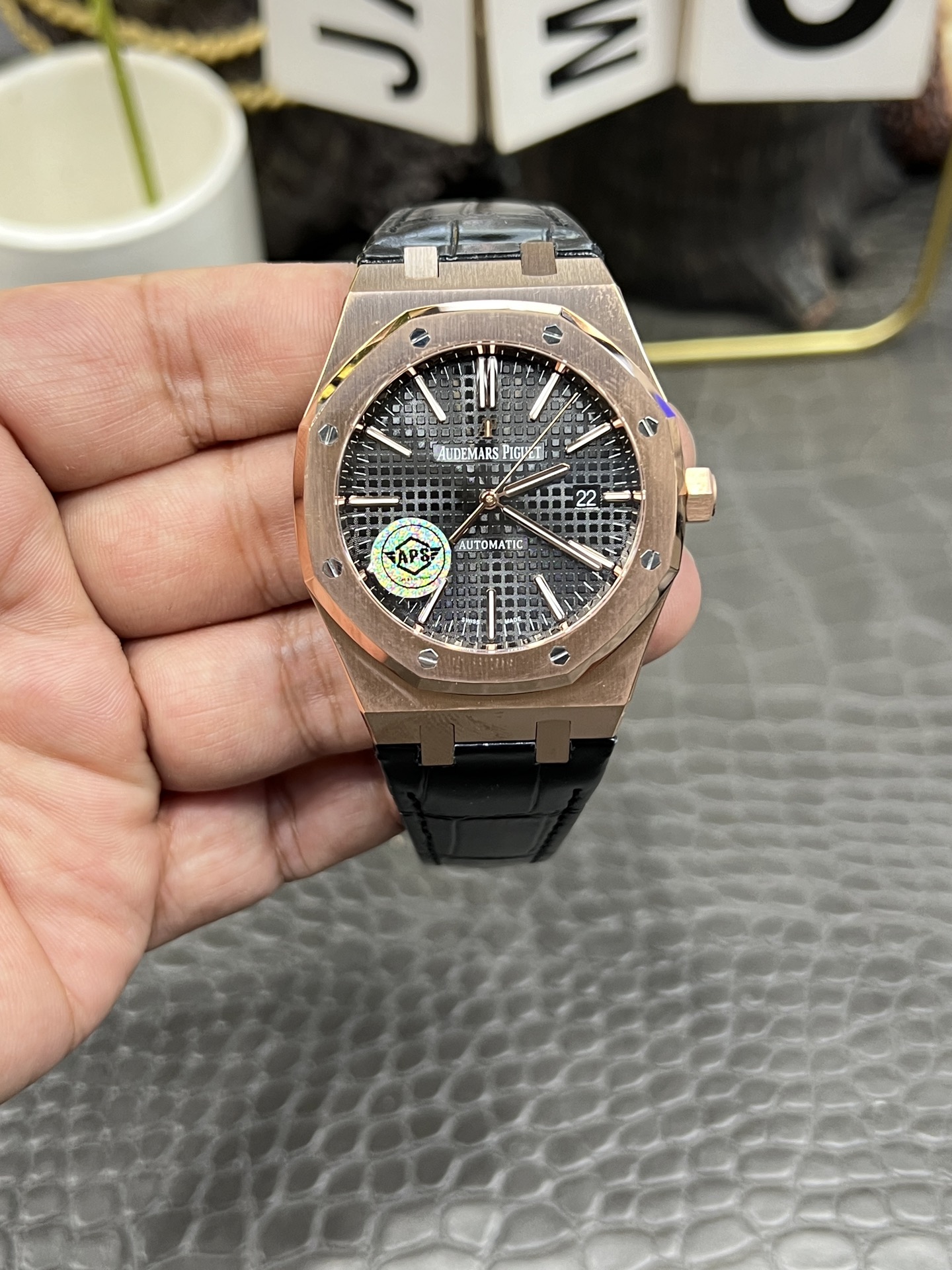 Audemars Piguet Royal Oak Black Dial Rose Gold Watch, 41mm, Calibre 4302 Movement