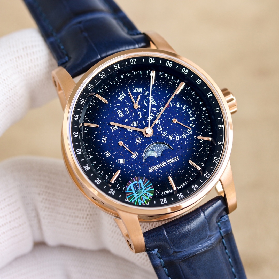 Audemars Piguet Complications Perpetual Calendar Moon Phase Blue Starry Dial Watch, 41mm, Calibre 5134 Movement