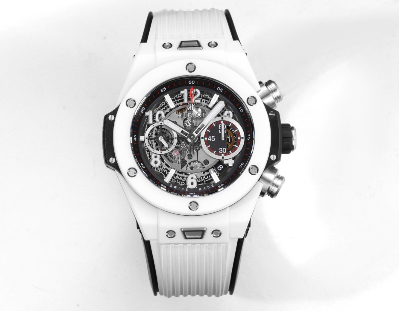 Hublot Big Bang Unico White Ceramic Skeleton Dial Watch, 45mm, HUB1280 Movement