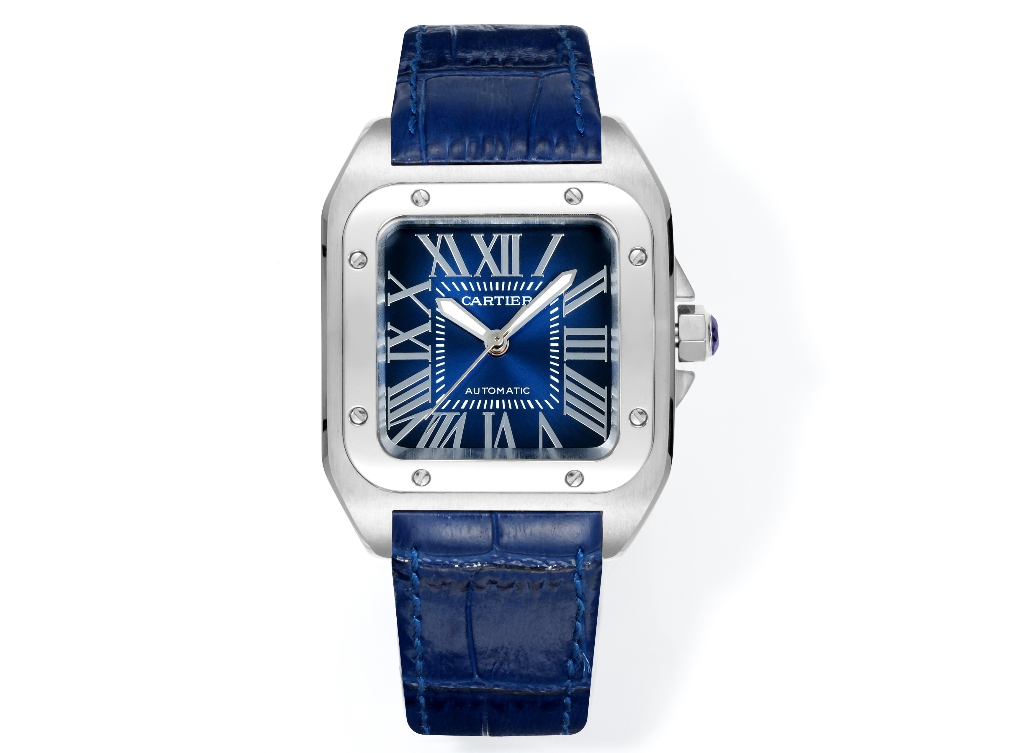 Cartier Santos 100 Blue Dial Watch, 38mm×38mm, Automatic Movement
