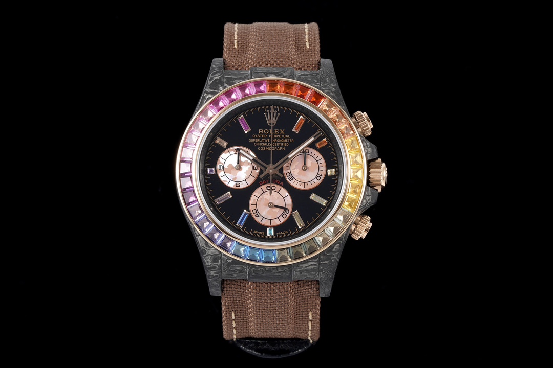 Rolex Cosmograph Daytona Rainbow Diamond - Set Black Dial Watch, 40mm, Automatic Movement