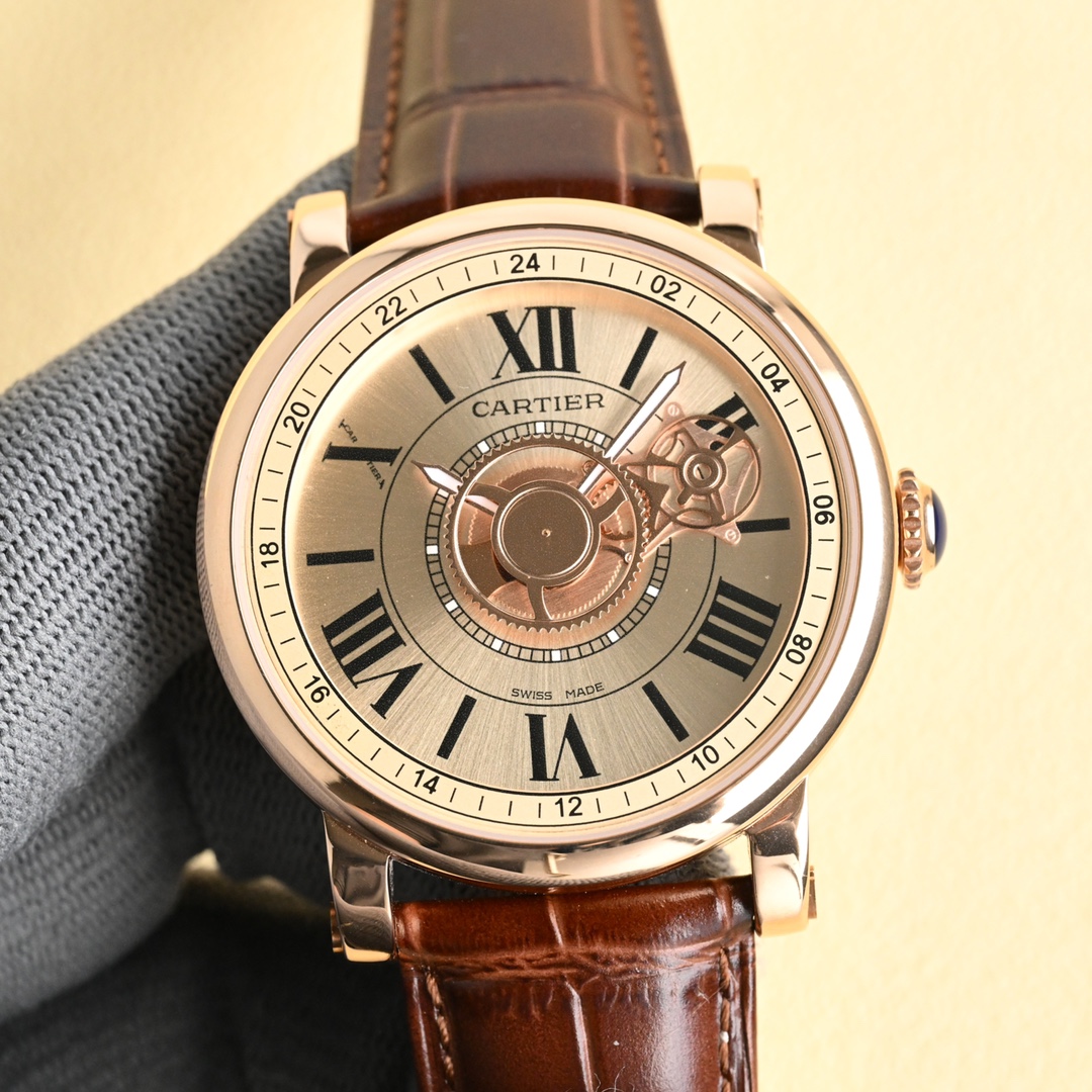 Cartier Tourbillon Champagne Dial Watch, 42mm, Manual - Winding Movement