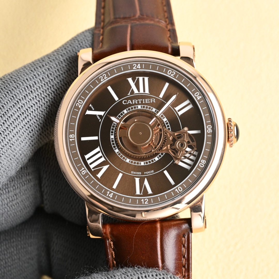 Cartier Tourbillon Brown Dial Watch, 42mm, Manual - Winding Movement