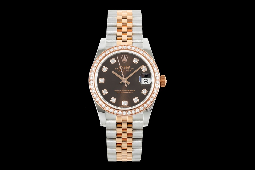Rolex Datejust Diamond - Set Brown Dial Two - Tone (Stainless Steel & Everose Gold) Watch, 31mm, Automatic Movement