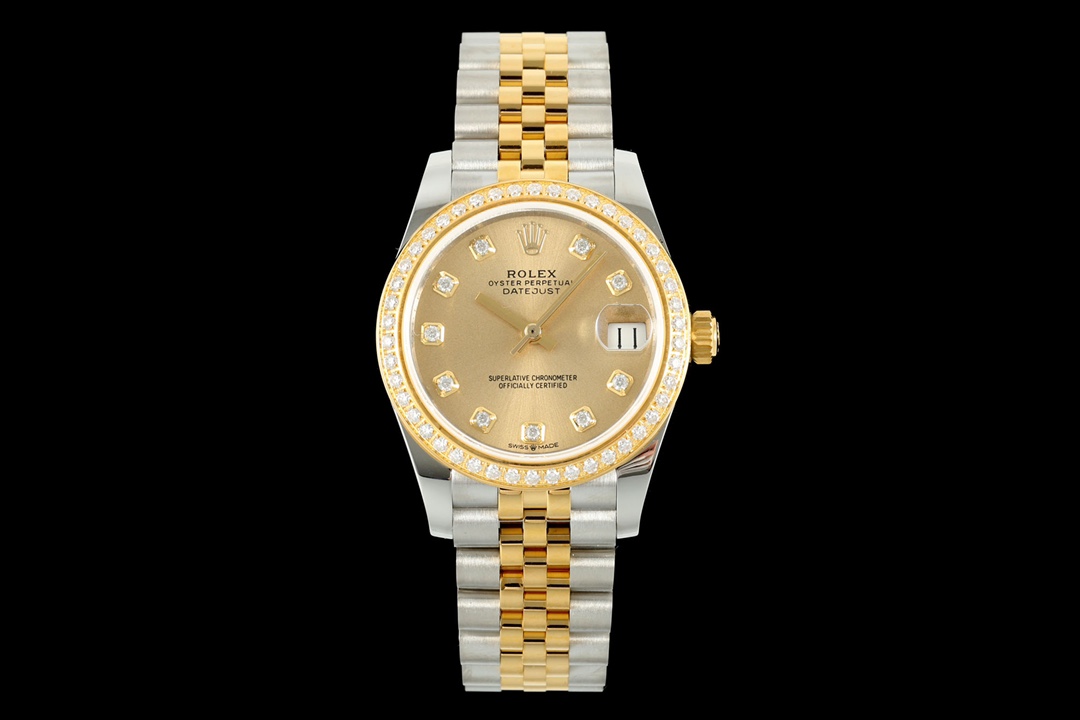 Rolex Datejust Diamond - Set Champagne Dial Two - Tone (Stainless Steel & Yellow Gold) Watch, 31mm, Automatic Movement