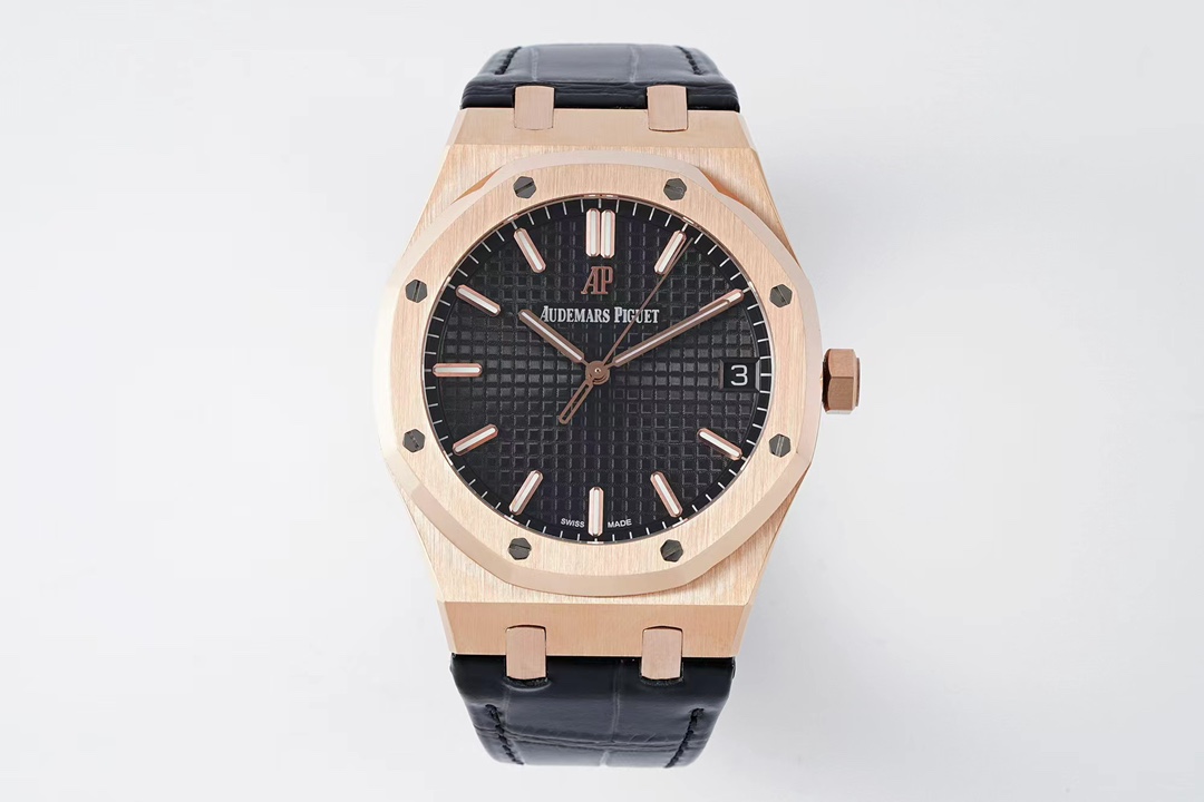Audemars Piguet Royal Oak Black Dial Rose Gold Watch, 41mm, Automatic Movement