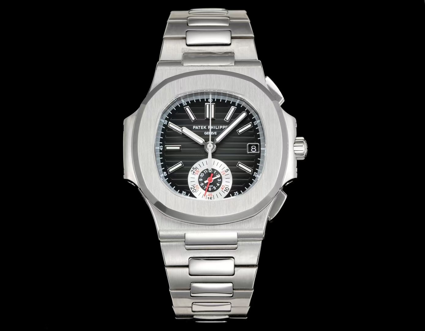 Patek Philippe Nautilus Black Dial Stainless Steel Watch, 40mm, Automatic Movement