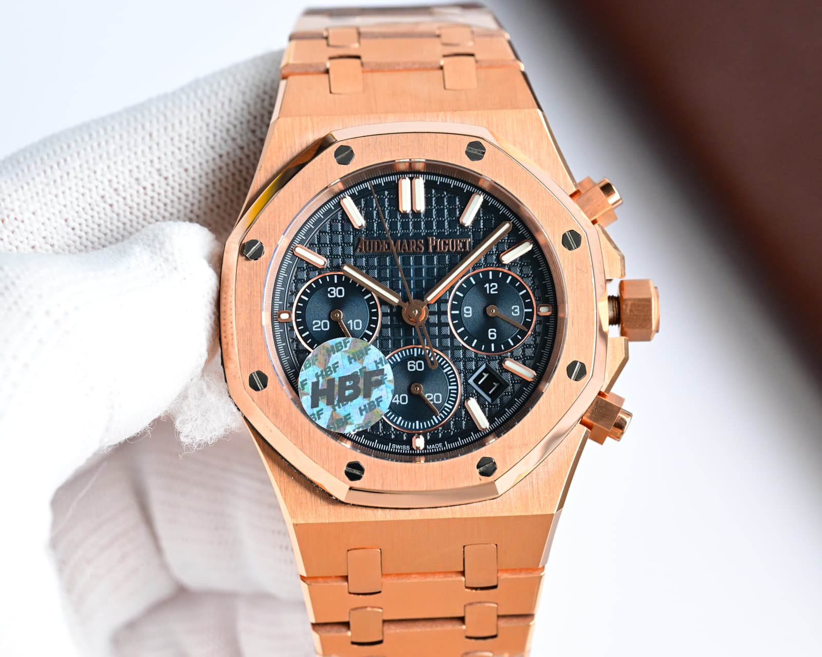 Audemars Piguet Royal Oak Chronograph Black Dial Rose Gold Watch, 41mm, Automatic Movement