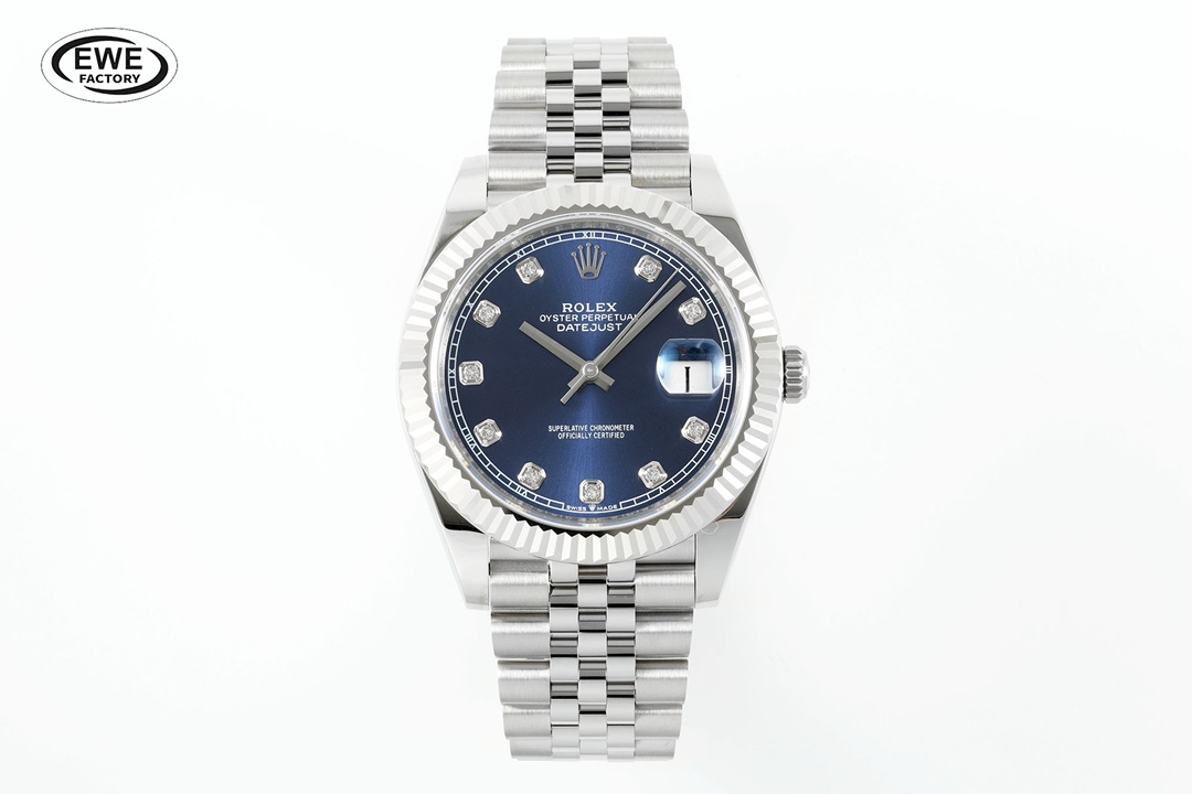 Rolex Datejust Diamond - Set Blue Dial Stainless Steel Watch, 41mm, Automatic Movement