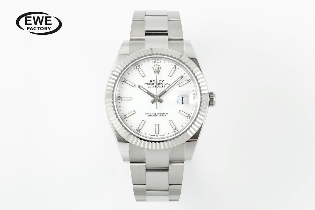Rolex Datejust White Dial Stainless Steel Watch, 41mm, Automatic Movement