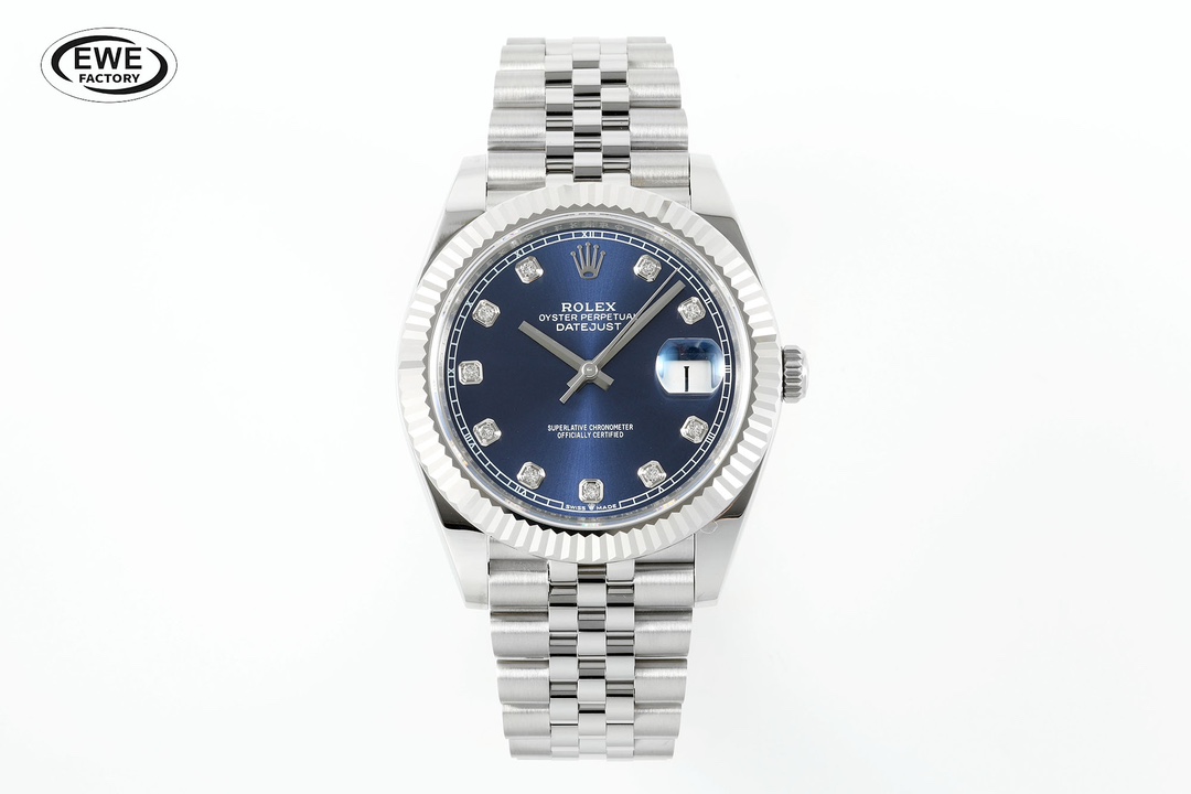 Rolex Datejust Diamond - Set Blue Dial Stainless Steel Watch, 41mm, Automatic Movement