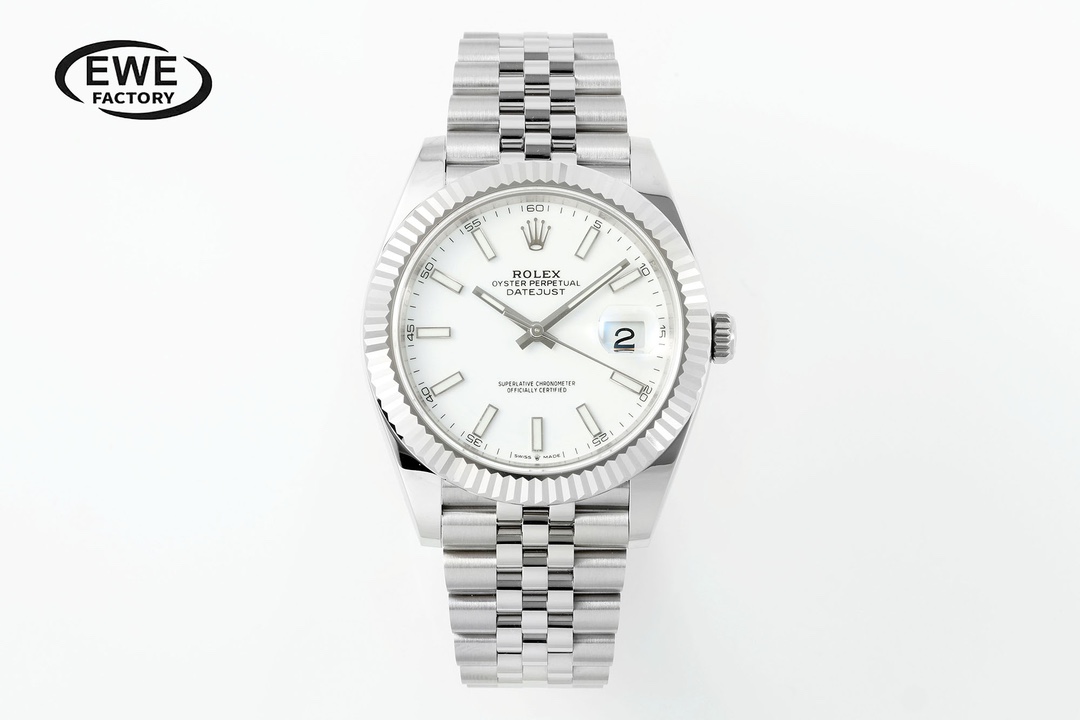 Rolex Datejust White Dial Stainless Steel Watch, 41mm, Automatic Movement
