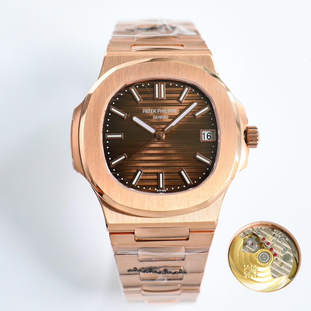 Patek Philippe Nautilus Brown Dial Rose Gold Watch, 40mm, Automatic Movement