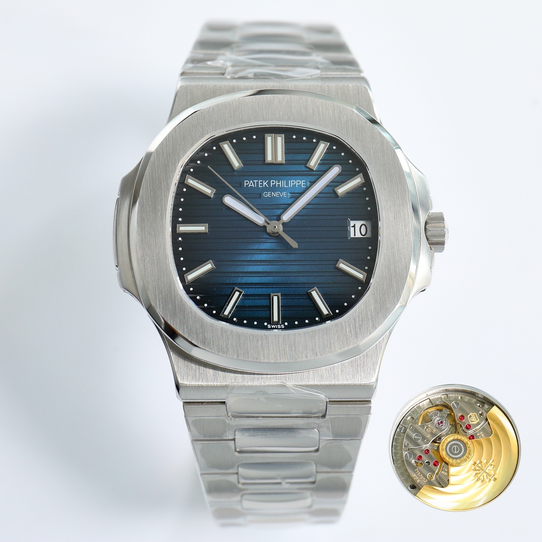 Patek Philippe Nautilus Blue Dial Stainless Steel Watch, 40mm, Automatic Movement