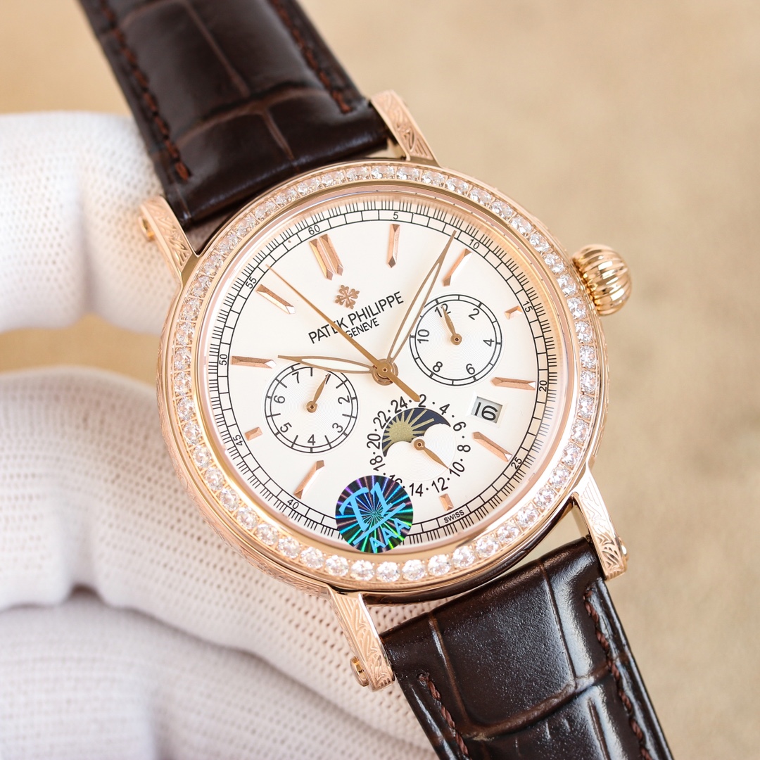 Patek Philippe Complications Moon Phase Diamond - Bezel Watch, 40mm, Automatic Movement
