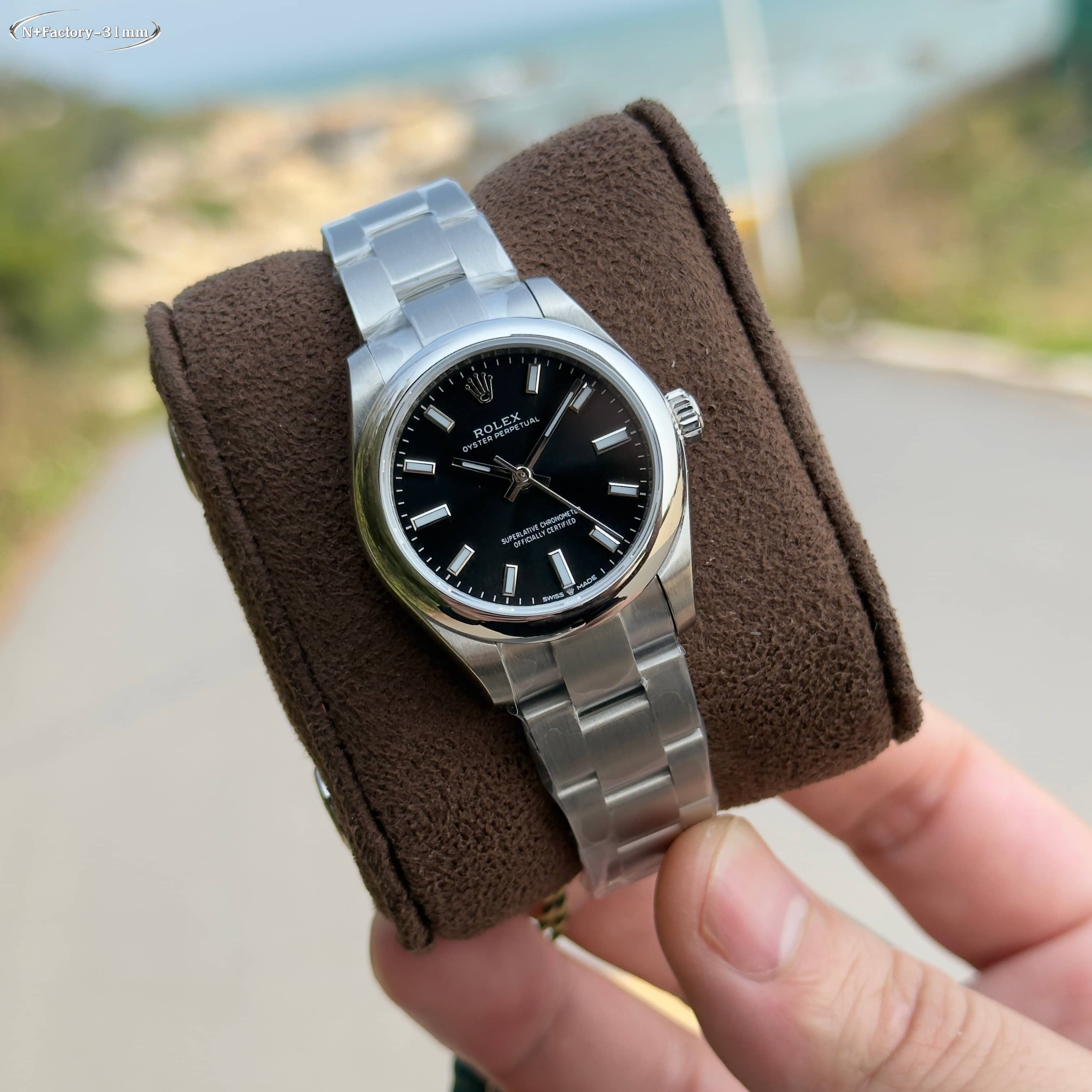 Rolex Oyster Perpetual Black Dial Stainless Steel Watch, 31mm, Automatic Movement