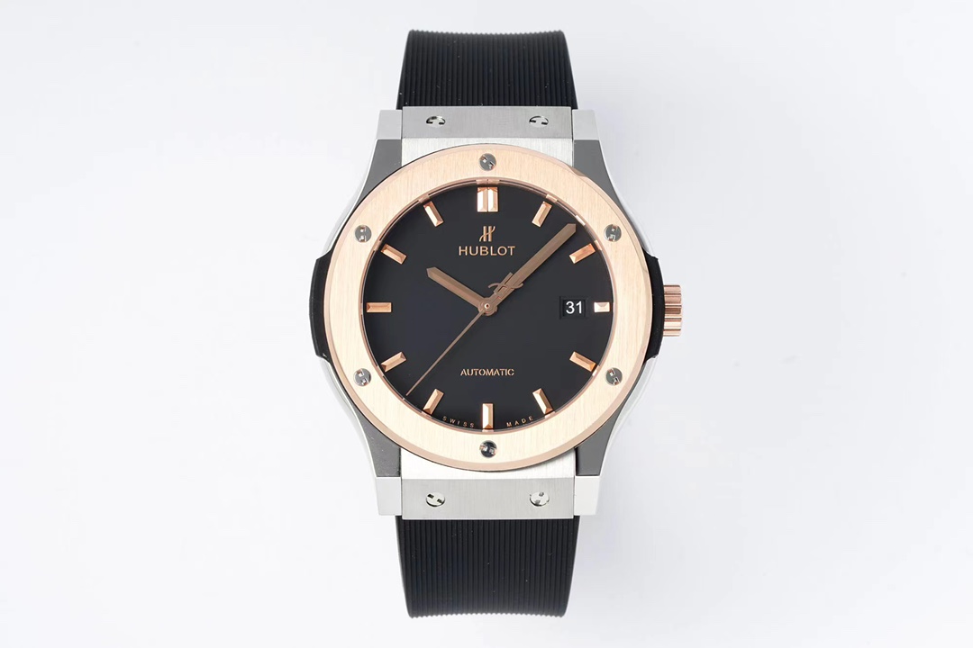 Hublot Classic Fusion Black Dial Titanium & 18K Rose Gold Watch, 42mm, Automatic Movement