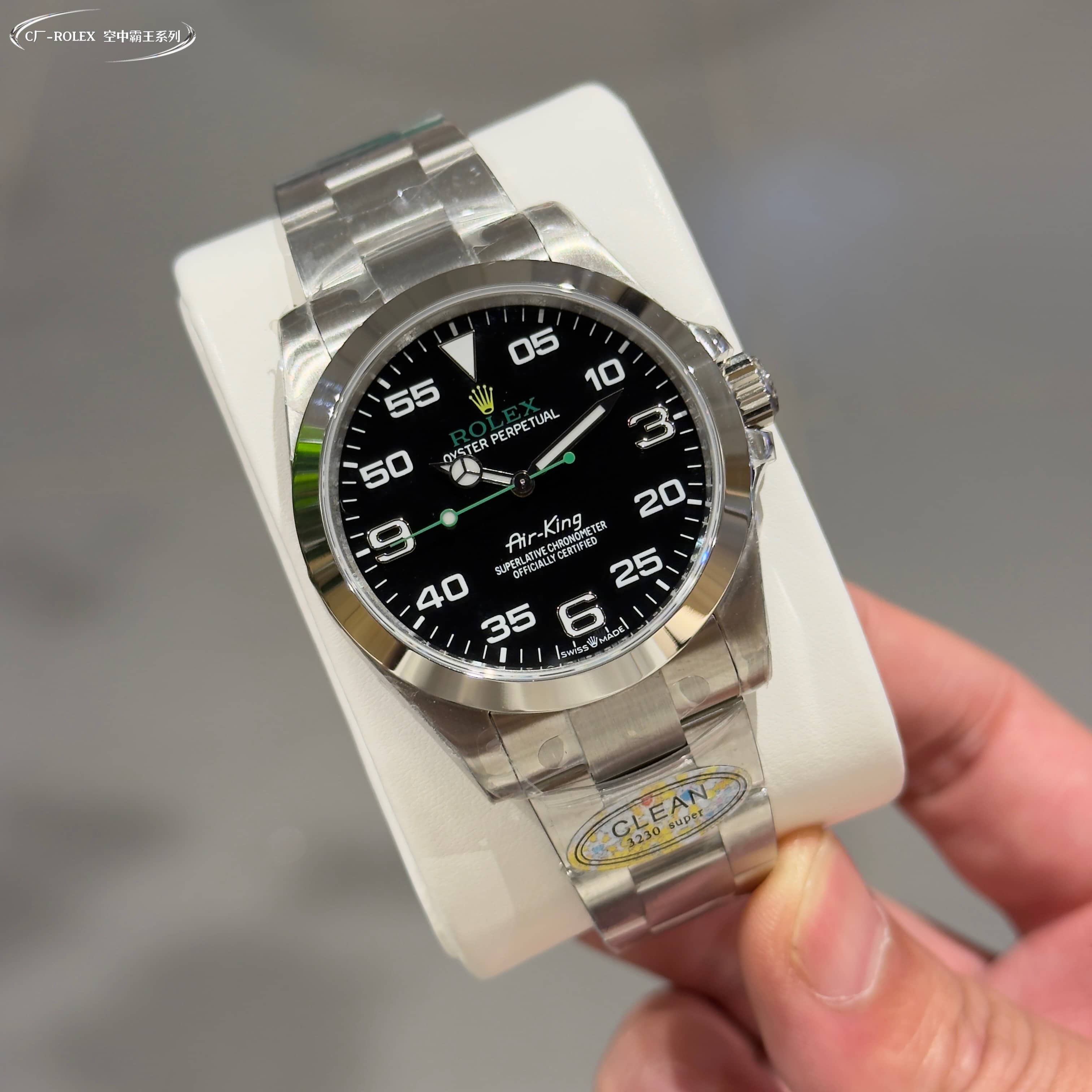 Rolex Air - King Black Dial Custom Anime - Engraved Stainless Steel Watch, 40mm, Calibre 3230 Movement