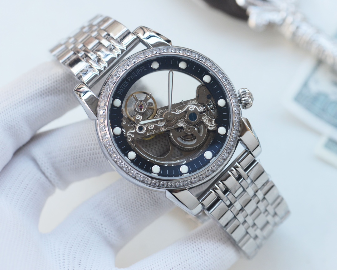 Patek Philippe Skeleton 38mm Diamond - Bezel Stainless Steel Watch, Calibre 240 S