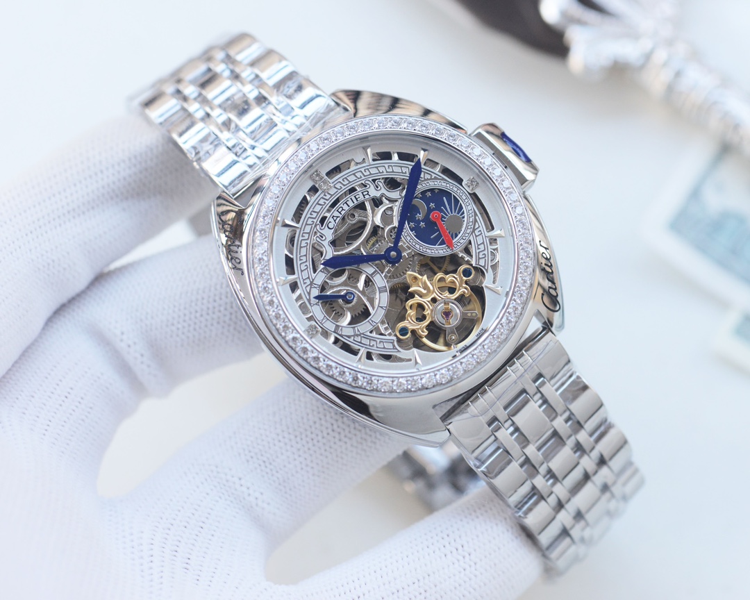 Cartier Rotonde de Cartier 42mm Skeleton Diamond - Set Day/Night 18K Rose Gold Watch, Calibre 9452 MC