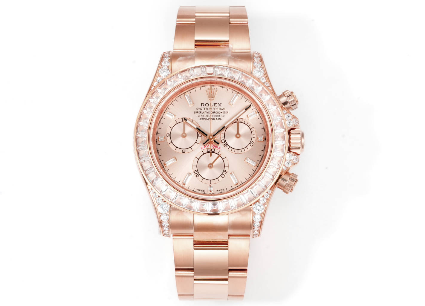 Rolex Cosmograph Daytona 40mm Diamond - Set 18K Rose Gold Watch, Calibre 4130