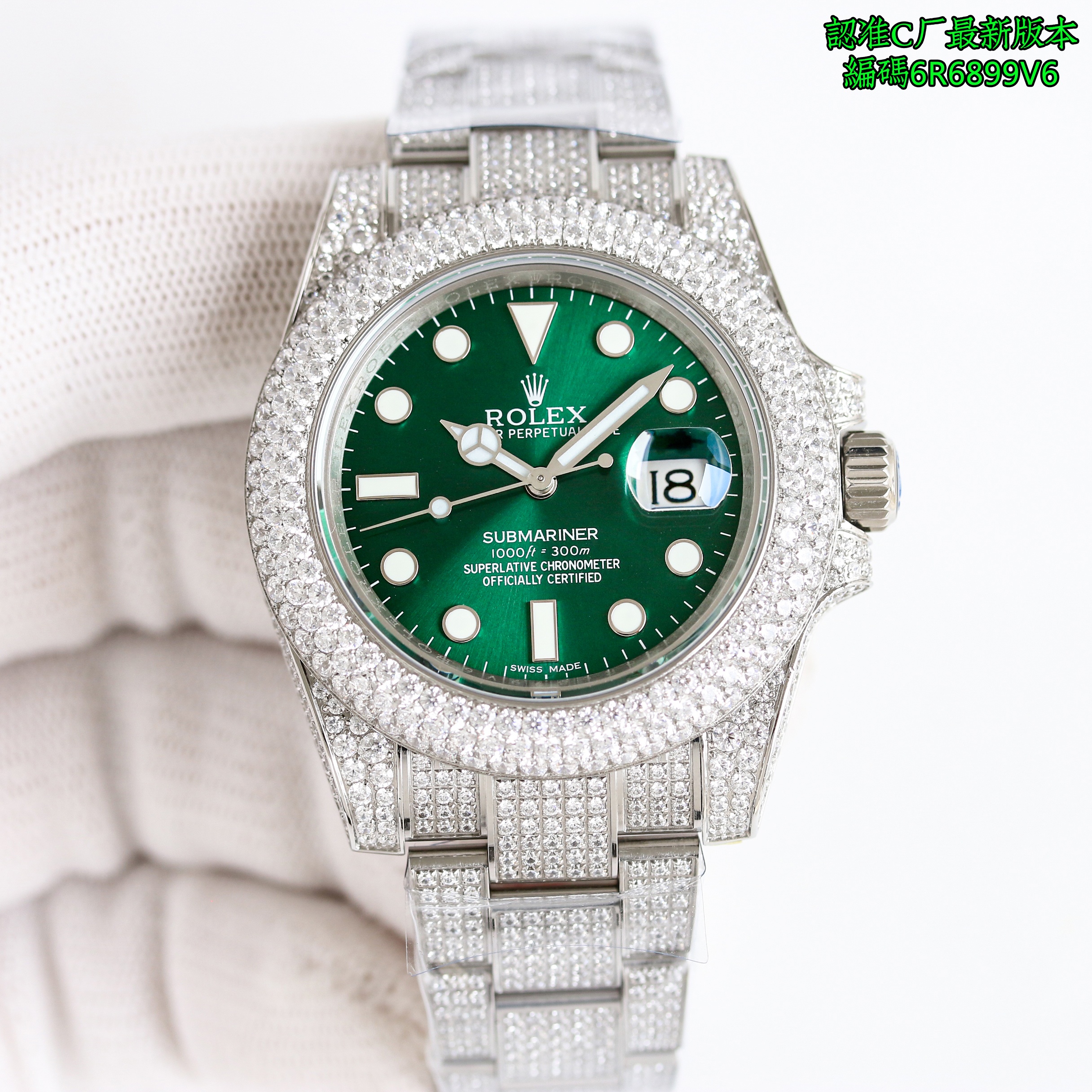 Rolex Submariner 41mm Moissanite Diamond Watch, Calibre 3235