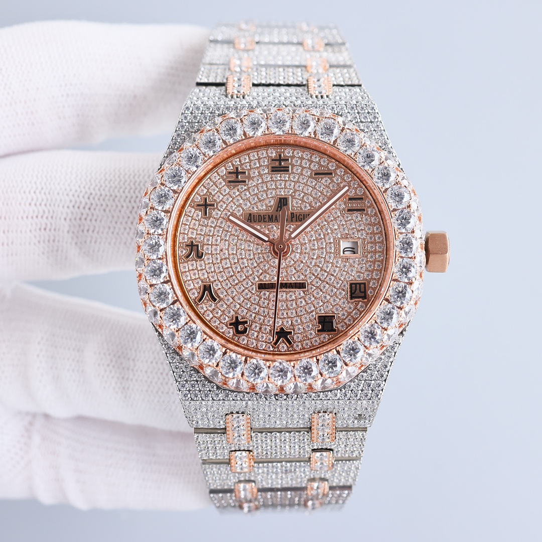 Audemars Piguet Royal Oak 41mm Moissanite Diamond Watch, Calibre 4302