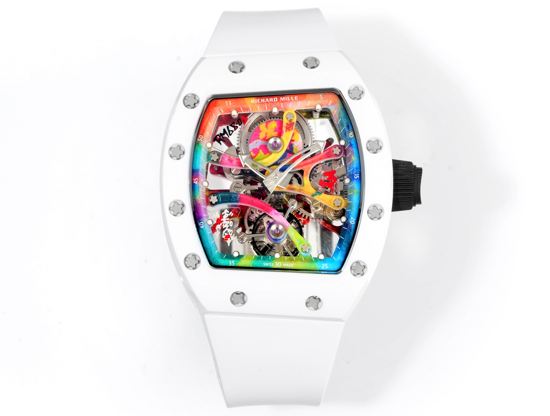 Richard Mille RM 68-01 Tourbillon Cyril Kongo Watch (White Ceramic Case, White Rubber Strap)