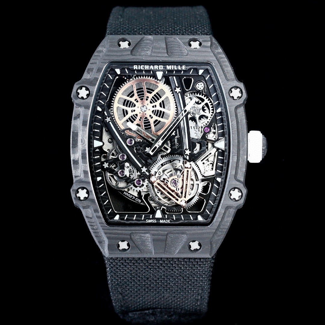 Richard Mille RM 27-05 Tourbillon Watch (Black NTPT Carbon Case, Black Fabric Strap, Rafael Nadal Limited Edition)