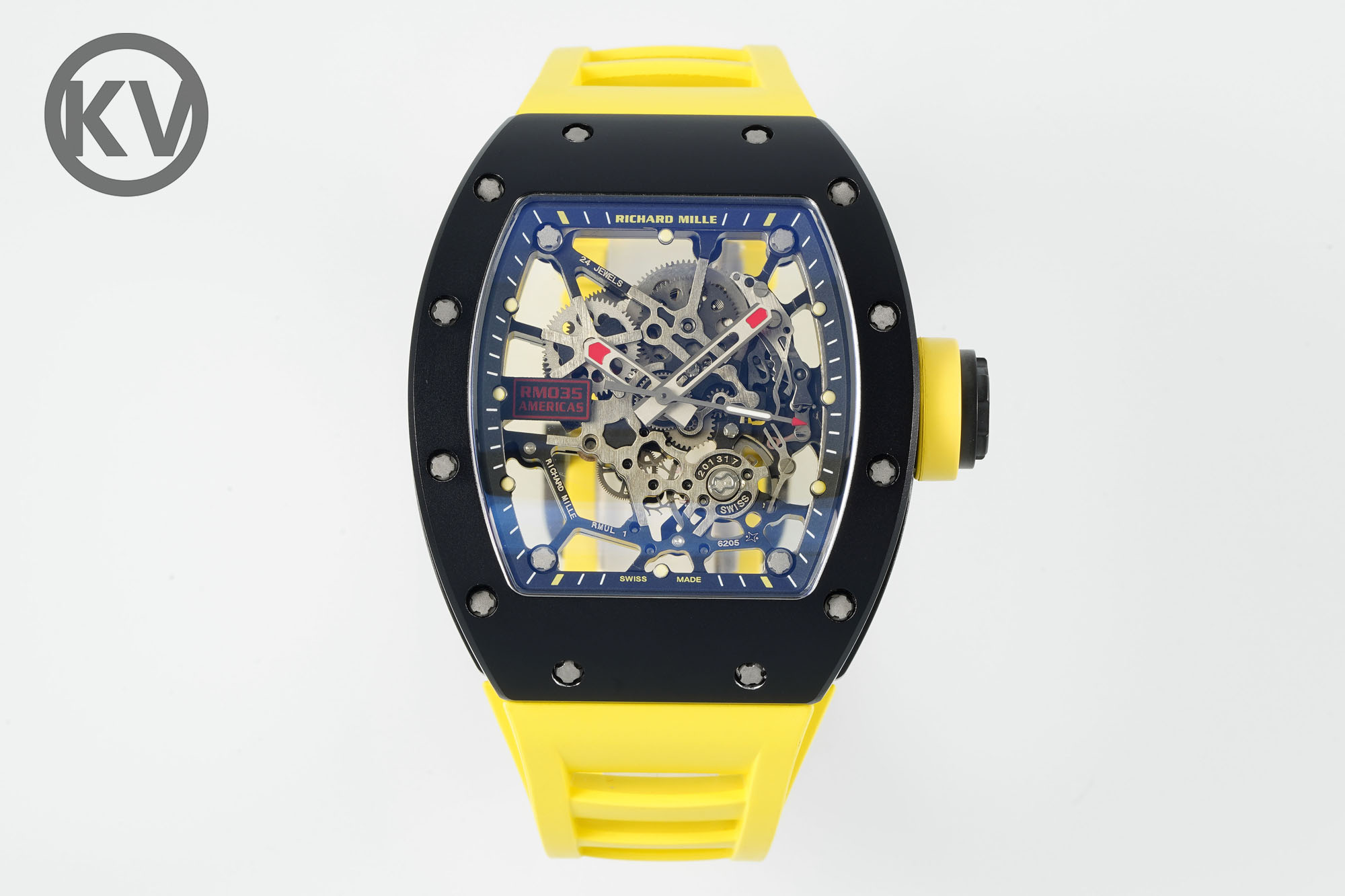 Richard Mille RM 035 Automatic Watch (Black Ceramic Case, Yellow Rubber Strap, "AMERICAS" Edition)