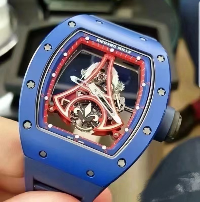 Richard Mille RM 53-03 Tourbillon Watch (Blue Ceramic Case, Black Rubber Strap)